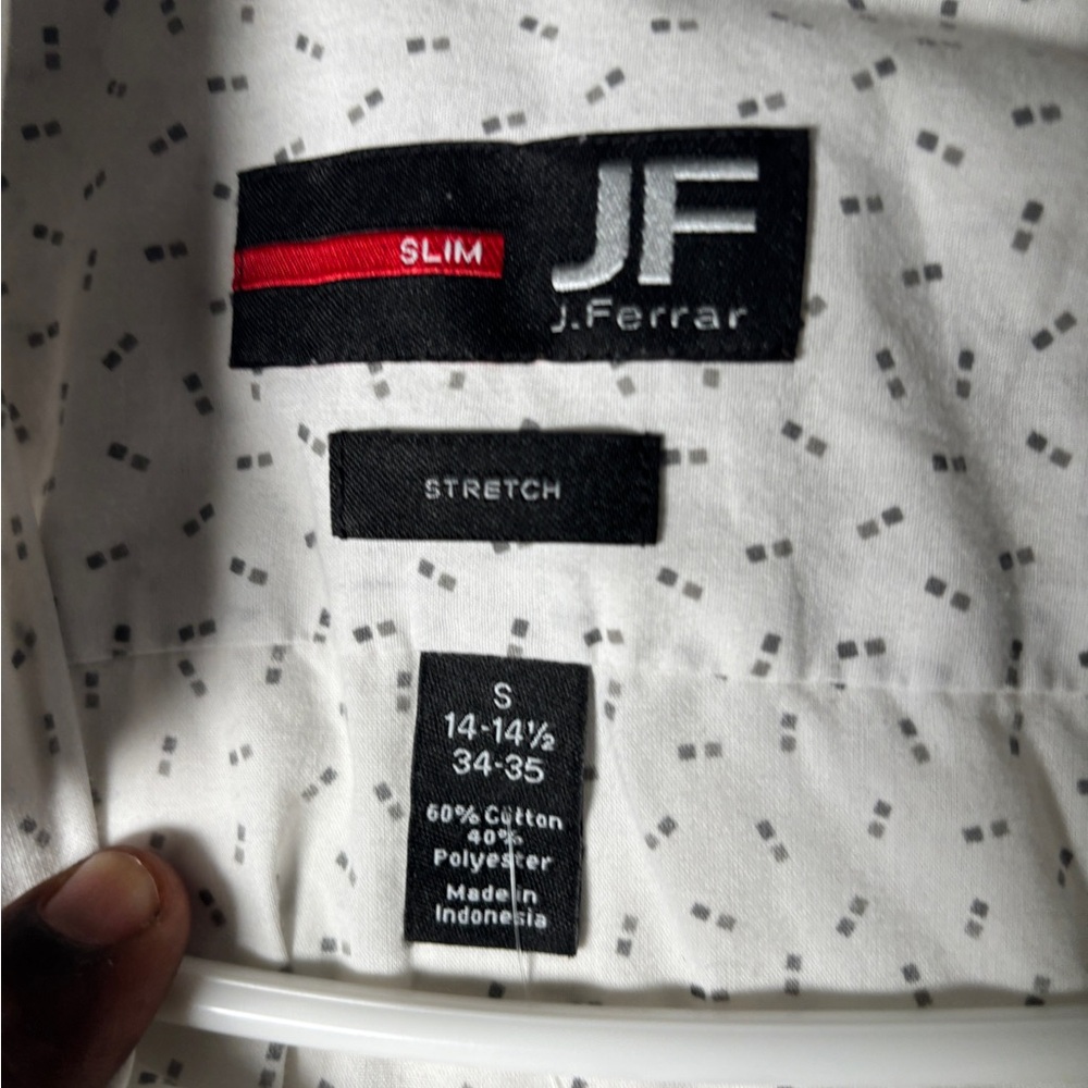 J. Ferrar White Slim Fit Shirt with Gray Pattern